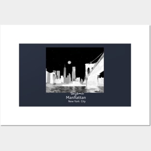 New York City Manhattan and Brooklyn Bridge Posters and Art